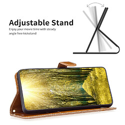 Etui en PU texture de jean avec support pour votre Samsung Galaxy S23 Ultra - marron