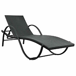 Maison Chic Chaise longue avec coussin | Bain de soleil Relax | Transat Résine tressée Noir -GKD49636