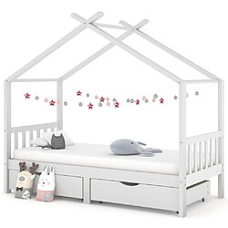 vidaXL Cadre de lit enfant avec tiroirs blanc pin massif 90x200 cm