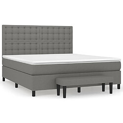 vidaXL Sommier à lattes de lit avec matelas Gris foncé 180x200cm Tissu