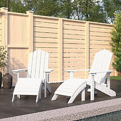 Maison Chic Lot de 2 Chaises de jardin,Fauteuil d'extérieur Adirondack avec repose-pieds PEHD Blanc -MN30620