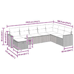 Acheter vidaXL Salon de jardin avec coussins 8 pcs beige résine tressée