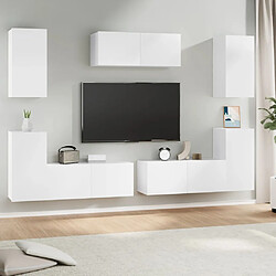 vidaXL Ensemble de meubles TV 7 pcs Blanc Bois d'ingénierie