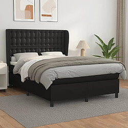 Maison Chic Lit Adulte - Lit simple Lit à sommier tapissier avec matelas moelleux - Meuble de Chambre - Noir 140x190 cm Similicuir -MN78491