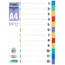 D.RECT Intercalaires A4 PP12 à 12 intercalaires en polypropylène avec 12 intercalaires en polypropylène