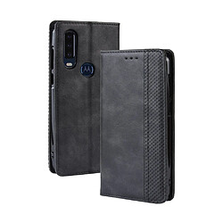 Wewoo Housse Coque Étui en cuir à boucle magnétique avec rétro pour Crazy Horse Texture horizontale Motorola One Actionavec support et fentes cartes et cadre photo Noir