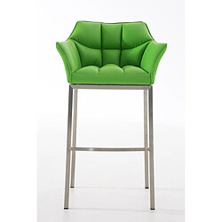 Decoshop26 Tabouret de bar chaise haute de comptoir couture carrées assise en PVC vert 4 pieds stables en acier inoxydable 10_0004711