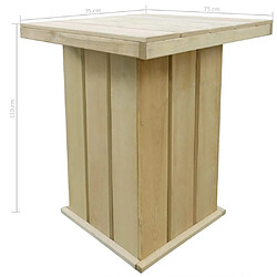 Avis vidaXL Table de bar 75x75x110 cm Pin imprégné