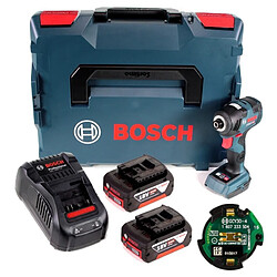 Bosch GDR 18V-200 C Visseuse à chocs sans fil 1/4" 18V 200Nm + 2x Batteries 5,0Ah + Chargeur + Modul de connectivité Bluetooth Bosch GCY 30-4 + Coffret de transport L-Boxx