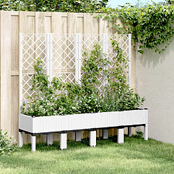 Maison Chic Jardinière,Bac à fleurs avec treillis - pot de fleur blanc 160x40x142 cm PP -GKD83803