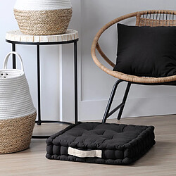 STOF Noir - Epais coussin de sol en coton 45 cm