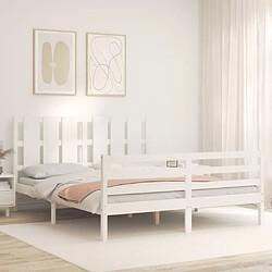 Avis Maison Chic Lit adulte - Cadre Structure de lit avec tête de lit Contemporain blanc 160x200 cm bois massif -MN75483