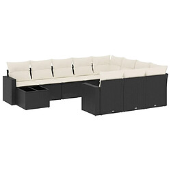 Maison Chic Salon de jardin 11 pcs avec coussins | Ensemble de Table et chaises | Mobilier d'Extérieur noir résine tressée -GKD25659