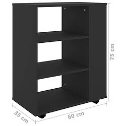 vidaXL Armoire à roulettes Noir 60x35x75 cm Bois d’ingénierie pas cher