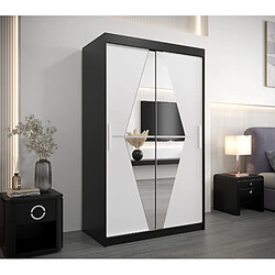 Abiks Meble Armoire Boliwia à portes coulissantes 200/180/62 2 portes (noir/blanc)