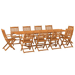 vidaXL Ensemble à manger de jardin 11 pcs 280x90x75 cm bois d'acacia