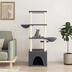 Arbre à chat avec griffoirs,niche pour chat en sisal gris foncé 147 cm -MN96630