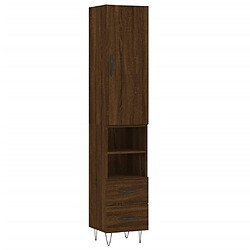 vidaXL Buffet haut Chêne marron 34,5x34x180 cm Bois d'ingénierie