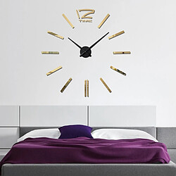 Acheter Wewoo Horloges DIY or 39 pouces Chambre Home Office Décoration Moderne Sans Cadre Grand DIY 3D Miroir Mur Autocollant Mute Horloge