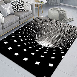 Universal 3D Swirl Illusion Noir Blanc Zone Tapis Tapis non coulissant Listings Chambre Chambre Porteur Résumé Optique géométrique Tapis extérieur | Tapis