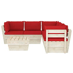 Avis Maison Chic Salon de jardin palette 6 pcs avec coussins - Table et chaises d'extérieur - Mobilier/Meubles de jardin Moderne épicéa imprégné -MN43687