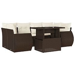 vidaXL Salon de jardin avec coussins 7 pcs marron résine tressée