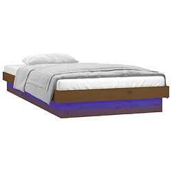 Acheter vidaXL Cadre de lit à LED sans matelas marron miel bois massif