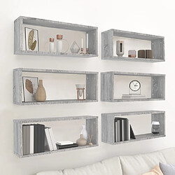 Maison Chic Lot de 6 Étagères murales,Étagère Rangement flottate cube Sonoma gris 60x15x23 cm Bois -MN86122