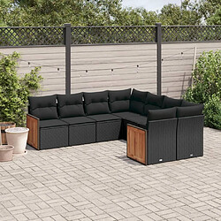 Maison Chic Salon de jardin 8 pcs avec coussins | Ensemble de Table et chaises | Mobilier d'Extérieur noir résine tressée -GKD48510