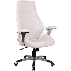 Decoshop26 Fauteuil de bureau dossier légèrement courbé réglable en hauteur et pivotant en PVC blanc 10_0002523