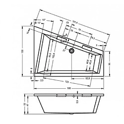 Grande baignoire d'angle acrylique RIHO DOPPIO 180x130cm 2 poignées intégrées