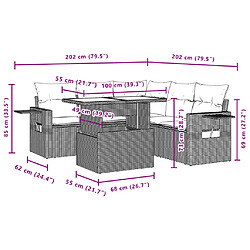 vidaXL Salon de jardin avec coussins 6 pcs marron résine tressée pas cher