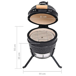 vidaXL Barbecue à fumoir Kamado 2-en-1 Céramique 56 cm Noir pas cher