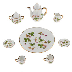 Ensemble de thé en céramique florale en porcelaine de 8 pièces - soucoupe