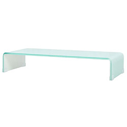 Helloshop26 Meuble télé buffet tv télévision design pratique support pour moniteur 70 cm verre blanc 2502049