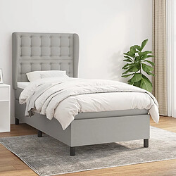 Maison Chic Lit adulte- Lit + matelas,Sommier à lattes de lit avec matelas Gris clair 90x200 cm Tissu -GKD80217