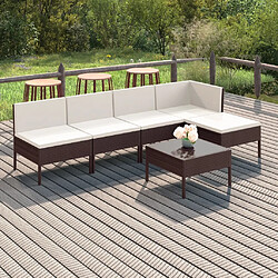 Maison Chic Salon de jardin 6 pcs + coussins - Mobilier/Meubles de jardin - Table et chaises d'extérieur Résine tressée Marron -MN63577