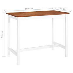 vidaXL Table de bar Bois massif 108x60x91 cm pas cher