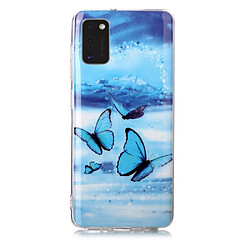 Coque en TPU noctilucent imd flexible papillon bleu pour votre Samsung Galaxy A41 (Global Version)