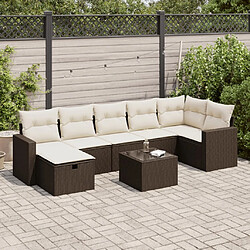 vidaXL Salon de jardin 8 pcs avec coussins marron résine tressée