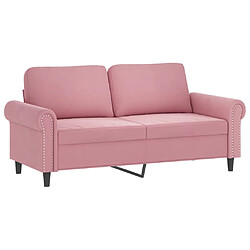 Avis vidaXL Canapé 2 places avec oreillers décoratifs rose 140 cm velours