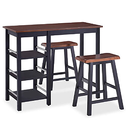 vidaXL Assortiment de bar 3 pcs MDF Noir