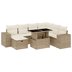 vidaXL Salon de jardin avec coussins 8 pcs beige résine tressée