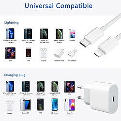 Acheter Chargeur Blanc Rapide 20W + Cable USB-C Lightning pour iPhone 14 / 14 PLUS / 14 PRO / 14 PRO MAX / 13 / 13 MINI / 13 PRO / 13 PRO MAX / 12 / 12 MINI / 12 PRO /12 PRO MAX/11/11 PRO/11 PRO MAX/ X / XS / XS MAX / XR - Little Boutik®