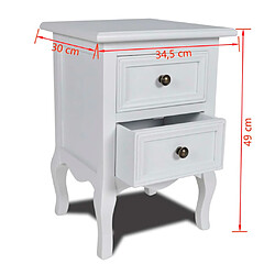 Helloshop26 Table de nuit chevet commode armoire meuble chambre avec 2 tiroirs mdf blanc 1402086 pas cher