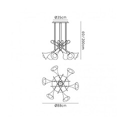 Luminaire Center Suspension Jazz Or poli 6 ampoules 60cm