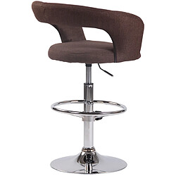 Acheter Decoshop26 Tabouret de bar x1 assise moderne en tissu marron pieds et repose-pieds en métal chromé 10_0004995