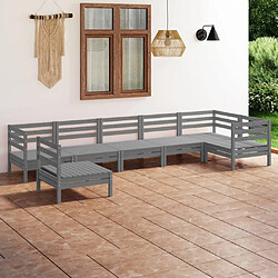 Maison Chic Salon de jardin 7 pcs - Table et chaises d'extérieur - Mobilier/Meubles de jardin Moderne Bois de pin massif Gris -MN27913