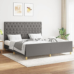 Maison Chic Lit adulte - Cadre Structure de lit avec tête de lit Contemporain Gris foncé 160 x 200 cm Tissu -MN40136