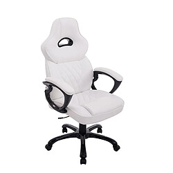 Decoshop26 Fauteuil de bureau sur roulettes design Gaming siège rembourré jusqu’à 180 kg en PVC blanc 10_0002423